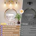 Battery Operated Wall Sconce, 3-Light Dimmable Rechargeable Wireless Vanity Light Fixture with Remote & Bulbs, Gold Indoor Non-Hardwired Decor Wall Lamp for Bedroom, Living Room, Hallway, Mirror
