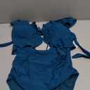 Eomenie One Piece Swimsuit for Women Tummy Control Ruffle Bathing Suit V Neck Ruched Swim Suit Slimming Cutout Swimwear, XL