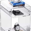 Clear Acrylic Side Table, Narrow Nightstand Bedside Table for Bedroom, Skinny Small End Table (Clear Wide, 11.8'' x 15.7'' x 21.7")