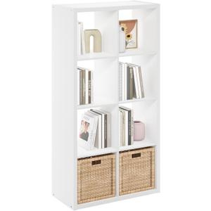 Furinno Cubicle Open Back Decorative Cube Storage Organizer, 8-Cube, White