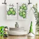 Artoid Mode Plaid Shamrock Eucalyptus St. Patrick's Day Kitchen Towels Dish Towels, 18x26 Inch Lucky Farmhouse Holiday Decoration Hand Towels Set of 2