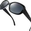 The Fresh Polarized Vintage Classic Square Trendy Sunglasses - Exquisite Packaging (Black)