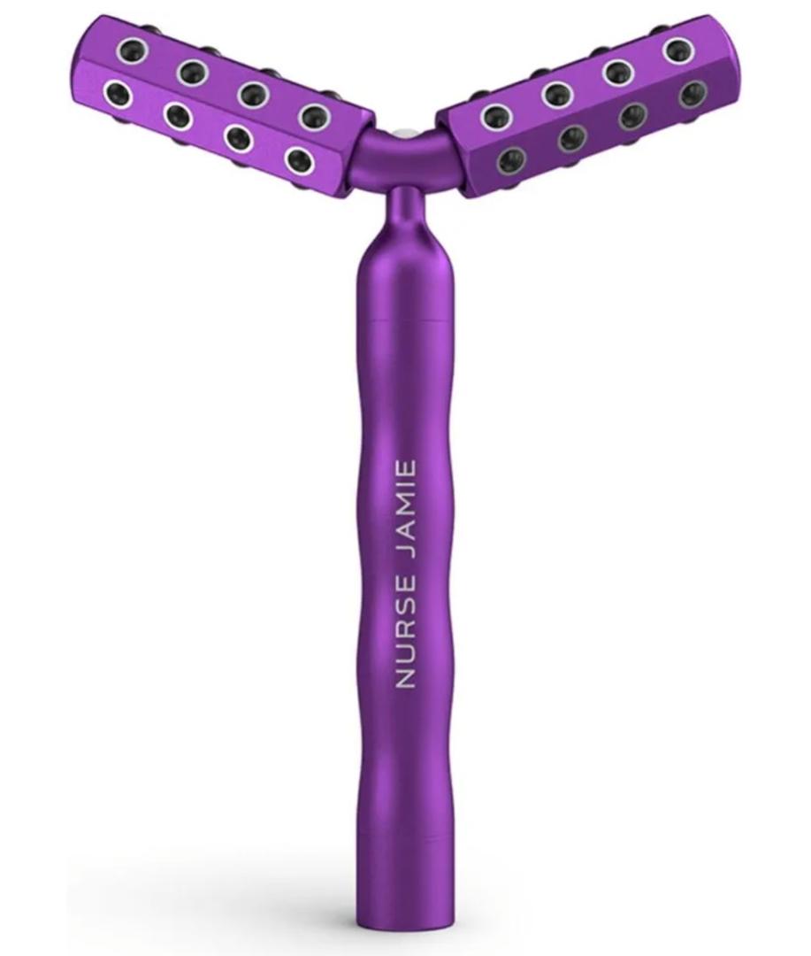 Nurse Jamie Uplift Body Dual-Head Massaging Tool – Y-Shape Roller with 48 Stones & Vibration for Toning Face & Body