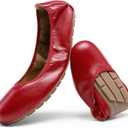 DREAM PAIRS Womens Ballet Flats Foldable Round Toe Dressy Comfortable Slip On Dress Shoes (9.5, Red)
