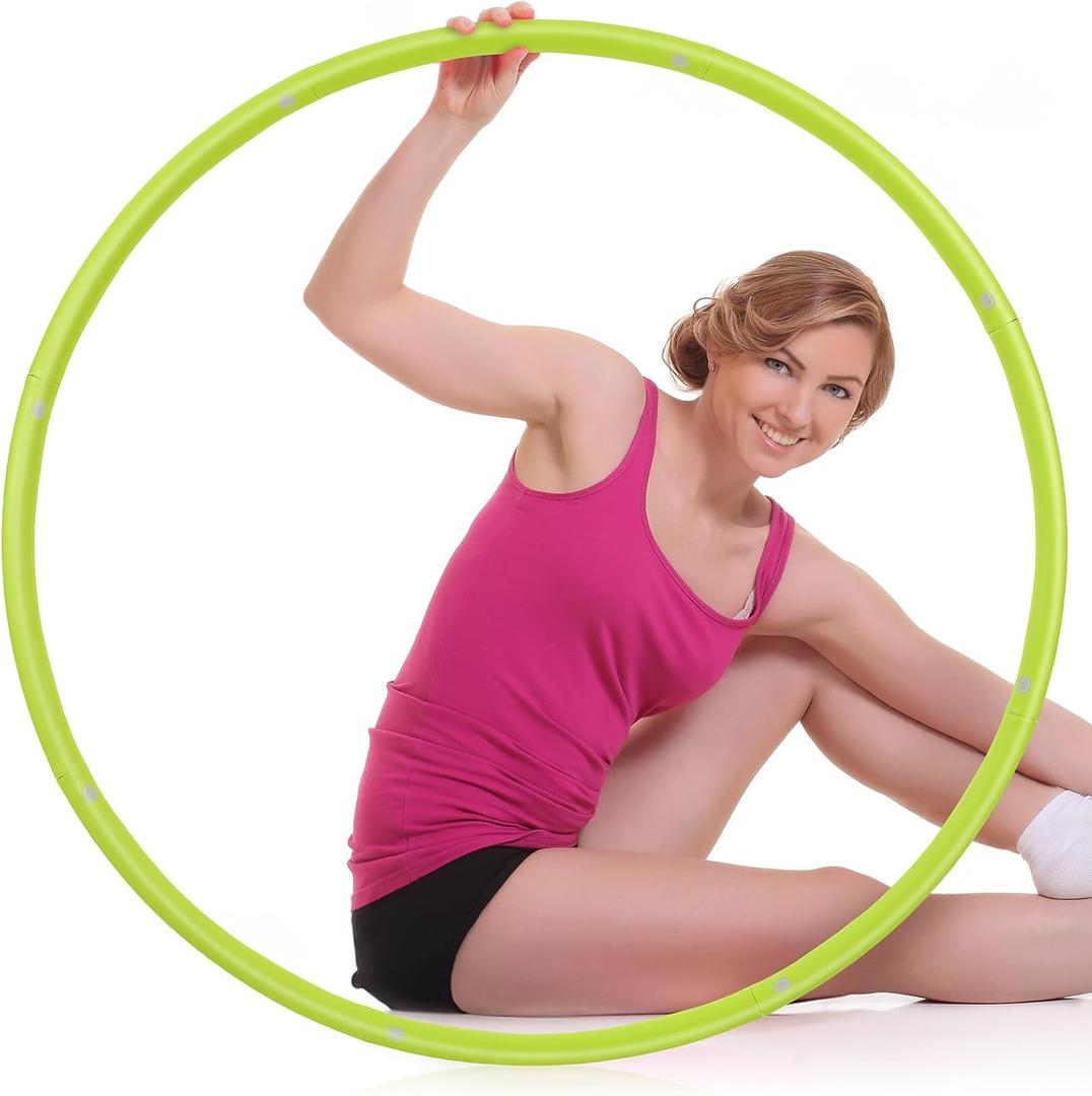 Exercise Fitness Hoop for Women 37 Inch Removable Adjustable Weighted Hoop Suitable for Adult Weight Loss and Home Fat Burning Exercise Workouts Gym (Green)