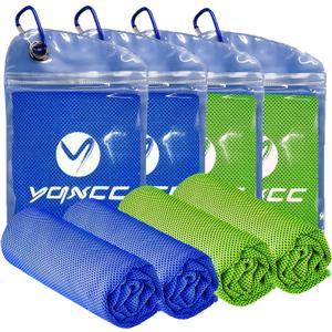 YQXCC 4 Pack Cooling Towel (40"x12") Cool Cold Towel for Neck, Microfiber Ice Towel, Soft Breathable Chilly Towel for Yoga, Golf, Gym, Camping, Running, Workout & More Activities