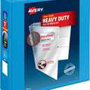 Avery Heavy-Duty View 3 Ring Binder, 3" One Touch Slant Rings, Holds 8.5" x 11" Paper, 1 Light Blue Binder (05601)
