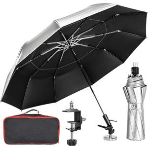 60" Folding HVAC Umbrella with Magnetic Base, Universal Clip Included, Reinforced Fiberglass, Wind-Resistnat, Portable Magnetic Umbrella, For HVAC and Outdoor Activities, 180°Adjustable
