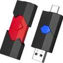 JUANWE 128GB USB Flash Drive 2Pack Type C + USB A Thumb Drive Retractable Dual Flash Drive 128GB Type C Memory Stick 2 in 1 Jump Drive for iPhone, iPad, Android Phones, Tablet, Laptop, Computers