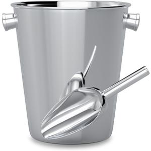 Champagne Bucket With Ice Scoop,Stainless Steel Wine Bucket For Bar,large Ice Buckets For Parties, Wine Chiller With Handles 4 Quart