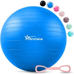 Exercise Ball - Anti-Burst Yoga Ball for Pilates, Pregnancy & Core Stability - Ergonomic Office Desk Ball Chair & Physical Therapy Equipment, Quick Pump Included