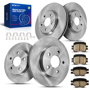 KAX Brake Kit Front and Rear for Chevrolet Malibu 2004-2012, Pontiac G6 2006-2010, Saturn Aura 2007-2009, 11.65" Front Rotors 10.64" Rear Rotors, Vented Brake Rotors Ceramic Brake Pads Replacement