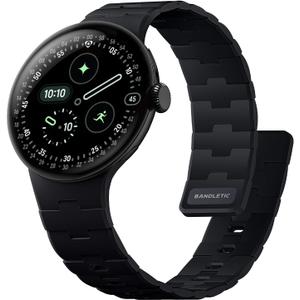 Bandletic Magnetic Silicone Bands Compatible with Google Pixel Watch 4/3/2/1 41mm for Women and Men, Rugged Soft Sport Strap Replacement Wristband (Black)