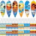 Henoyso 24 Pcs Beach Summer Party Favors Surfboard Keychains Gifts Bulk Acrylic Mini Surfboard Sea Turtle Coconut Tree Key Chains for Florida California Hawaiian Bahamas Souvenirs Supplies