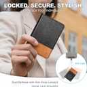 TUCCH for Magsafe Card Holder with Clear ID Window, Fit 6 Cards, RFID Blocking PU Leather Magnetic Phone Wallet for iPhone 17/16/15/14/13/12/Plus/Air/Pro/Pro Max Series, Textured Black & Light Brown