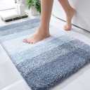 OLANLY Bathroom Rug Mat 30x20, Extra Soft and Absorbent Microfiber Bath Rugs, Non-Slip Plush Shaggy Bath Carpet, Machine Wash Dry, Bath Mats for Bathroom Floor, Tub and Shower, Blue