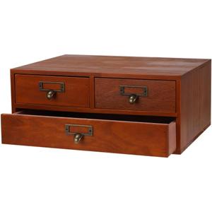 Wooden Storage Box Countertop Drawers Vintage Wooden Drawers Apothecary Cabinet Wood Desktop Organizer Box Library Card Catalog CabinetBROWN03