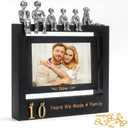 Then & Now Anniversary Picture Frame 1~99 Years Anniversary Wedding Engagement Photo Frame with Family Statue - Anniversary Wedding Gifts For Wife Him - Bridal Shower Wedding Ideal Gifts for Couple Holds 2 4x6 Inches Photos - Black