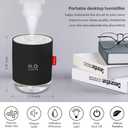 Portable Mini Cool Mist Humidifier, 500ml USB Personal Desktop Humidifier for Baby Bedroom Travel Office Home, Auto Shut-Off, 2 Mist Modes, Super Quiet (Black)