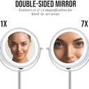 OVENTE 6" Lighted Makeup Mirror with 1X/7X Magnification, Cordless Tabletop Mount Vanity Round Mirror with 360° Swivel Design and Double Sided Cool Tone LED Ring Light, Polished Chrome MLT60CH1X7X