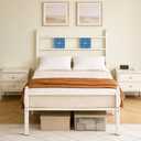 Twin Metal Bed Frame with Ceramic Tile Decor Headboard