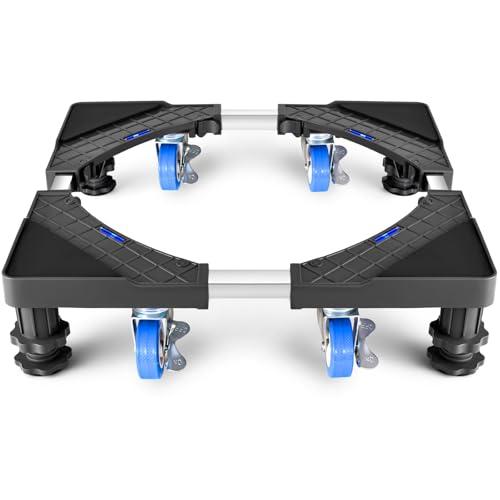 Negom Mini Fridge Stand Locking Wheels, Washing Machine Height Adjustable Stand, Heavy Duty Portable Dryer Stand Mobile Base With Swivel Wheels For Universal Dryer And Refrigerator Appliance Grey