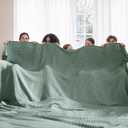 Bedsure Gentlesoft 100% Cotton Big Blanket Oversized King for Bed - Large Breathable Thick Cooling Waffle Weave Blanket for Summer, Couch Cover, Sage Green, 120x94 inches