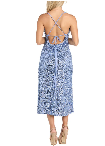 Morgan womens Sequin Cowl Neck Midi Dress, 4/3 Size 0