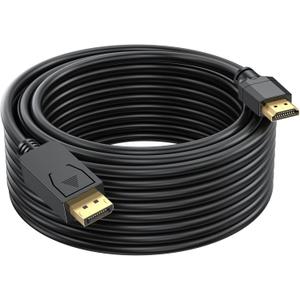 4K DisplayPort-DP to HDMI Cable 25FT, UVOOI 25 Feet Display Port to HDMI Cable Adapter, 4K&3D, 28AWG, 7.62M for HDTV, Monitor, Projector