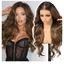 KOME Brown Synthetic Lace Front Wig,13×6 Curly HD Lace Glueless Wig for Women Daily Use 24IN(4/27)