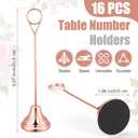 Marspark 16 Pcs Table Number Holders 8'' Metal Place Card Holders Weddings Table Sign Menu Memo Note Picture Photo Round Clip Weighted Base Stand for Anniversaries Birthdays Restaurants(Rose Gold)