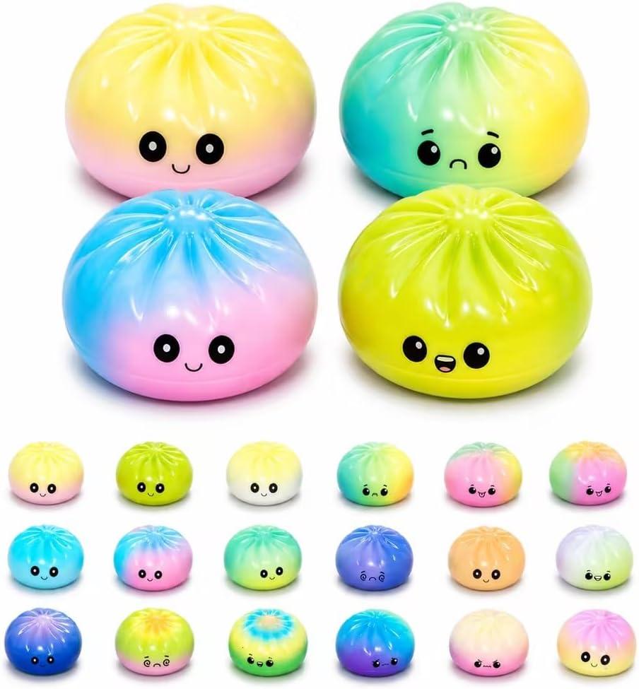4Pcs Dumpling Squishies Mystery Box,18 Colors Random Mystery Glitter Dumpling Squishies Toy Gift Box,Colorful Dumplings Stress Balls Fidget Sensory Toy Desk Toys for Adults (Random 4 Colors)