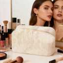 Makeup Bag Small Cosmetic Bags for Purse Women Girls Plush Simple Make Up Pouch