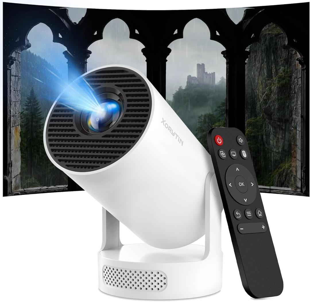 Built-in AppsMini Projector with Wifi and Bluetooth, Support 4K, Portable Projector, 5W Sound Base Speaker, 200 ANSI, Android, Auto Vertical Keystone 210 Rotatable Proyector