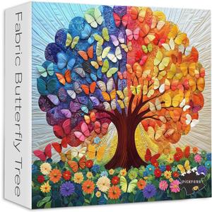 Butterfly Tree Puzzles for Adults 1000 Pieces, PICKFORU Colorful Plant Jigsaw Puzzle Wildflower Patch, Unique Spring Flower Art Theme as Home Decor