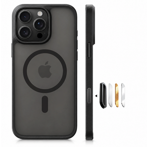 TORRAS for iPhone 16 Pro Case Translucent Matte Black | Compatible with MagSafe, Military Grade Drop Protection, Stronger Magnetic, Shockproof Airbag, Camera Control, Color Buttons, Slim Anti-Scratch