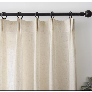 Ftinala Neutral Linen Semi Sheer Curtains 92 Inch Long, Cream Beige Flax Light Filtering Curtains & Drapes, Modern Farmhouse Window Treatments, Natural Pinch Pleat Ceiling Curtain with Hooks, 50"W x 92"L (Pack of 2)