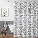 jinchan Vintage Floral Shower Curtain Waterproof Fabric Botanical Flower Plant Shower Curtains for Bathroom Elegant Luxury with 12 Hooks Eden Black 70x72 Inches