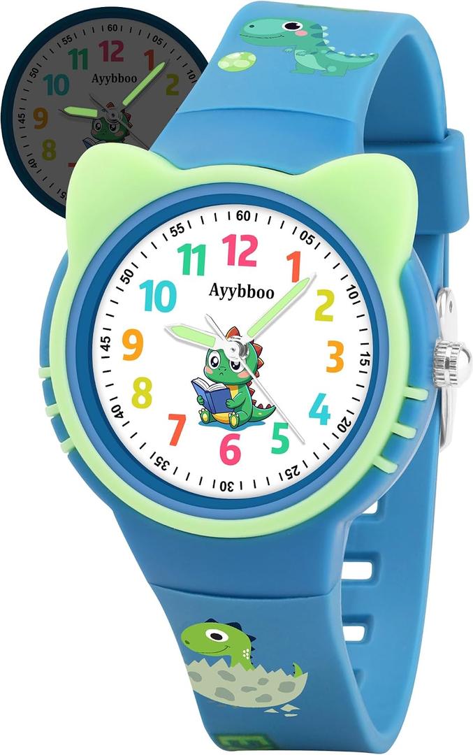 2 x Kids Digital Analog Watches for Girls Boys, 7 Color Lights Waterproof Cute Wristwatches for Kids with Alarm Stopwatch, Great Present for Girls Boys Ages 5-13