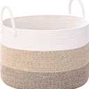 Extra Large Toy Basket, 20"x13" Kids Toy Storage for Playroom Classroom Nursery, Woven Rope Blanket Basket with Handles, Stuffed Animal Organizer & Dog Toys Basket, Jute