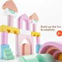 Fisher-Price Wood Toddler Toy Castle Block Set, 28 Wooden Pieces for Stacking Developmental Play Preschool Kids Ages 2+ Years