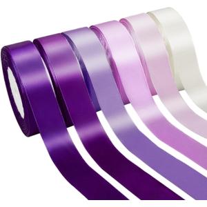 150 Yards Purple Satin Ribbon 1 Inch 6 Rolls Assortment Ribbons for Crafts Gift Wrapping Flower Bouquet Wedding Invitations Birthday Party Festival Decoration Hair Bows