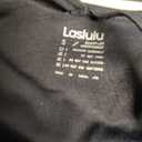 LASLULU Long Sleeve Workout Tops for Women Sexy Square Neck Crop Tops Cropped T Shirts Exercise Going Out Tops with Built in Bra(Black, Small)
