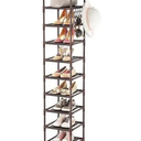 LANTEFUL Tall Shoe Rack 10Tier Narrow Shoe Shelf Storage for 1015 Pairs Shoe and Boot, Sturdy Shoe Storage Space Saving Corner Shoe Rack Organizer for Closet, Entryway, Living Room, Brown