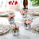 6 Pieces Disco Ball Flower Vase Mirror Disco Ball Glass Vase Planter Candle Holder Glass Vase Bulk for Wedding Centerpieces Bedroom Kitchen Office Decoration Birthday(Silver, 3 x 4 Inch)