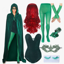 Halloween Green Costumes for Women Adult Witch Cloak Cosplay Outfits Accessories Set
 L