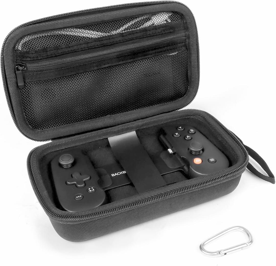 Carry case Compatible with BACKBONE One//2nd Gen Mobile Gaming Controlle, Keychain and Net Pocket, Box Only (Black)