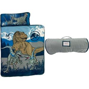 Jurassic World 24"(W) X 45"(L) Soft Toddler Nap Mat with Pillow and Blanket Perfect for Preschool, Daycare, and Travel (100% Official Licensed Product)