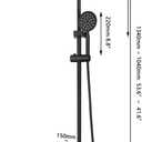 Exposed Shower System 8 Inch Rainfall Shower Head Matte Black Outdoor Shower Fixture 3 Function Stainless Steel Wall Mount Shower Faucet Set with Handheld Sprayer and Tub Spout