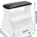 Portable Pedicure Foot Rest with Wheels, Pedicure Stool, Trolley for Foot Bath, Spa Cart, Nail Stand, Manicure Furniture for Beauty Salon or Nail Tech Spa, Massage Station (Black), 20.47 inches x 16.14 inches x 21.65 inches
